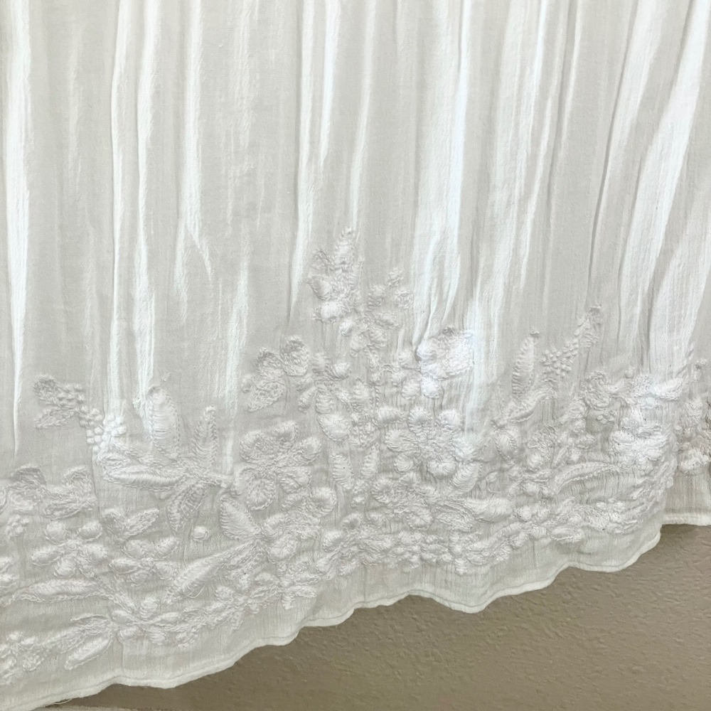 J JILL Maxi Dress 4X White Embroidered Gauze Cotton Blend Tiered Boho Sleeveless - Picture 7 of 10